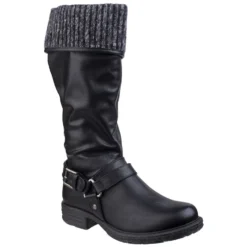 Divaz Monroe Womens Knee High Boots Black (Sizes 3-8)