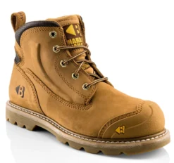 Buckbootz B650SM Wide Fit Safety Work Boots Tan Honey Nubuck Leather (Sizes 6-13)