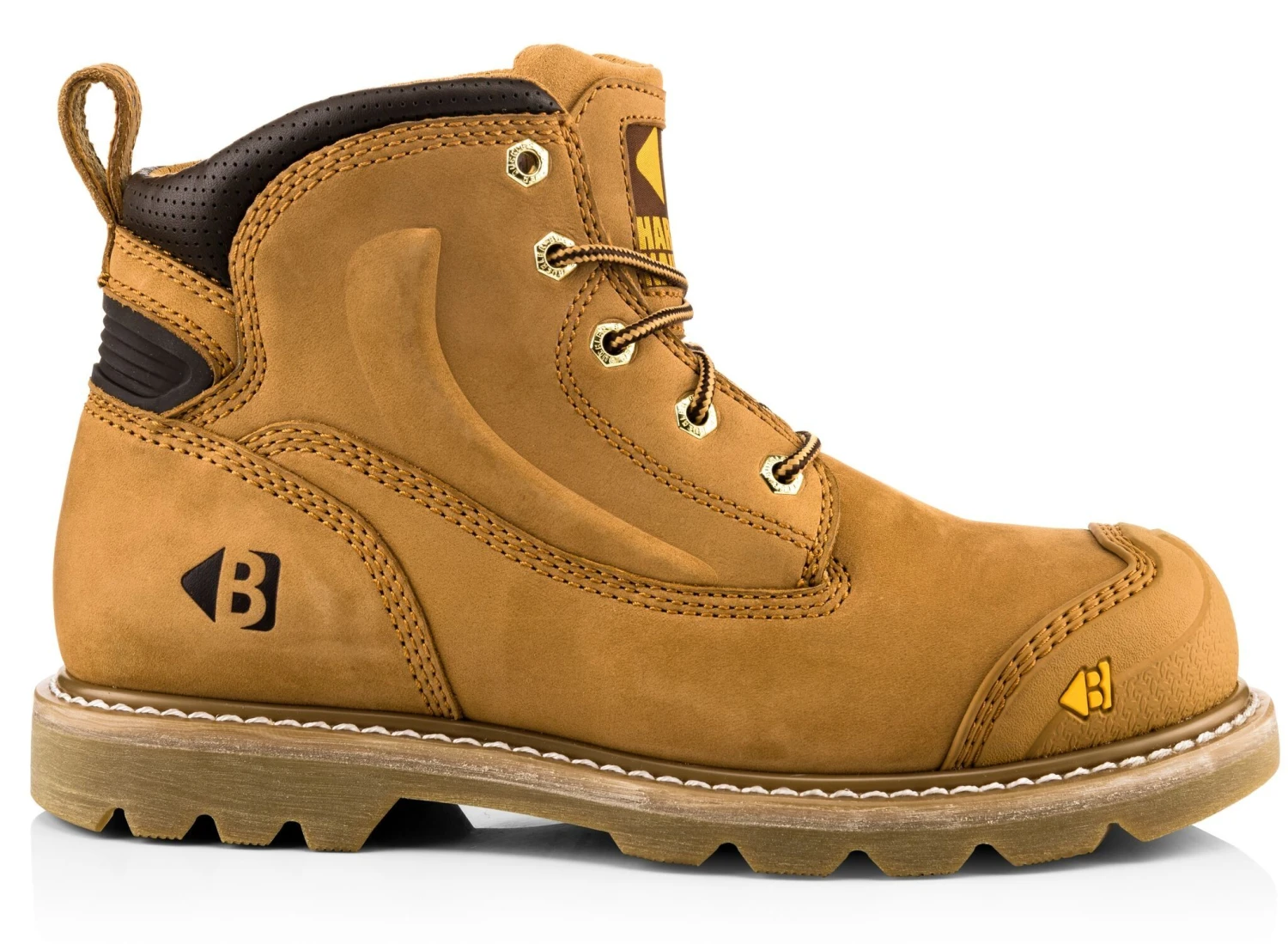 Buckbootz B650SM Wide Fit Safety Work Boots Tan Honey Nubuck Leather (Sizes 6-13) 2 Buckbootz B650SM Wide Fit Safety Work Boots Tan Honey Nubuck Leather (Sizes 6-13) - Image 2